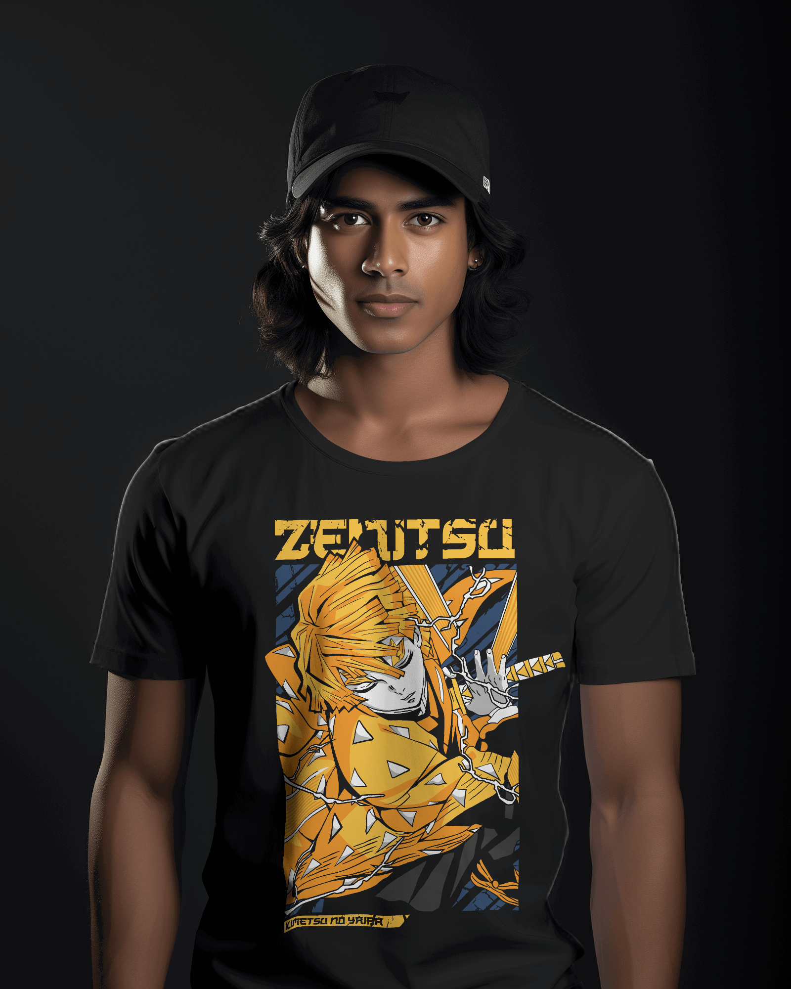 Demon Slayer Zenitsu Thunder Strike Graphic T-Shirt – Black