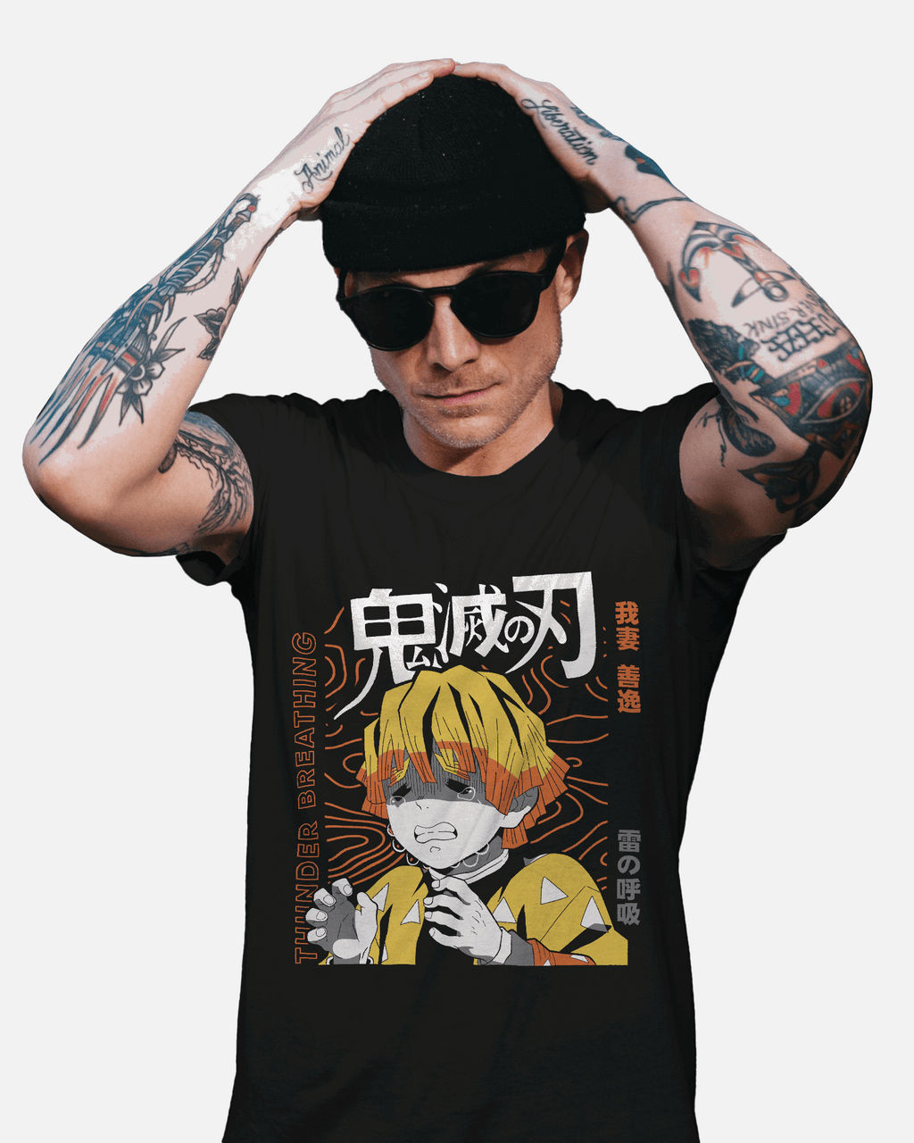 Demon Slayer Zenitsu Thunder  Breathing Graphic T-Shirt – Black