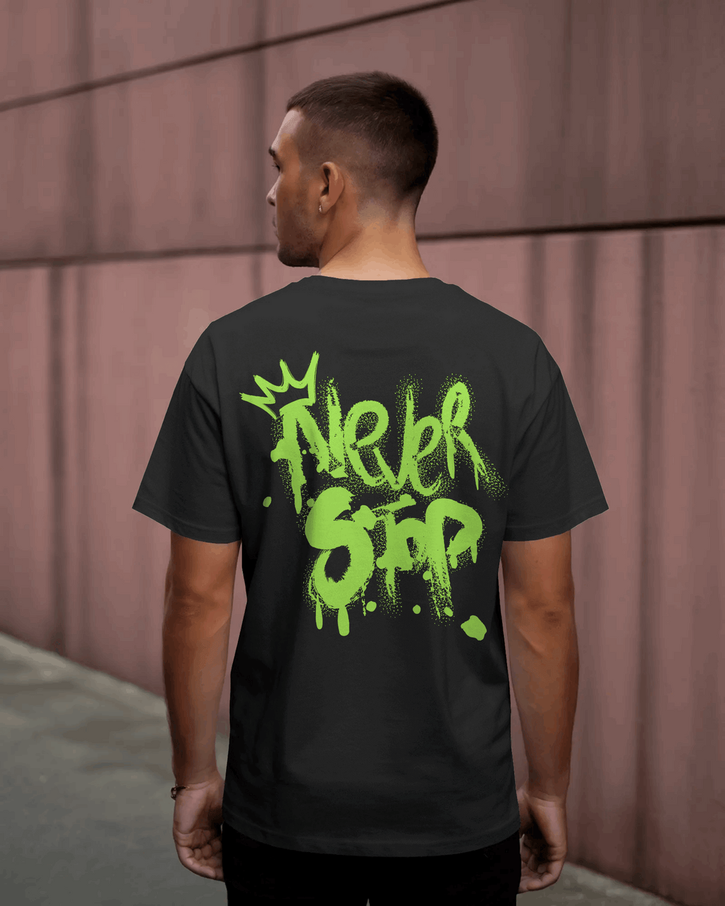 Black Never Stop Graphic printed Oversized Tshirt