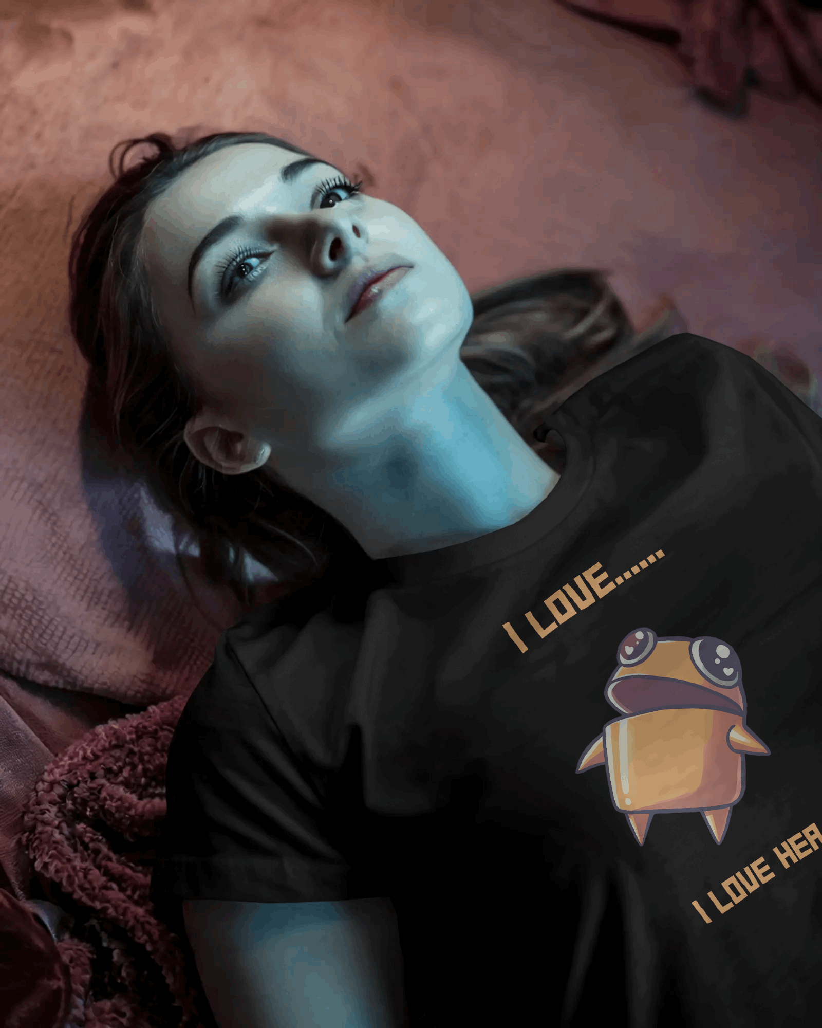 Black I love her Graphic printed Oversized Tshirt