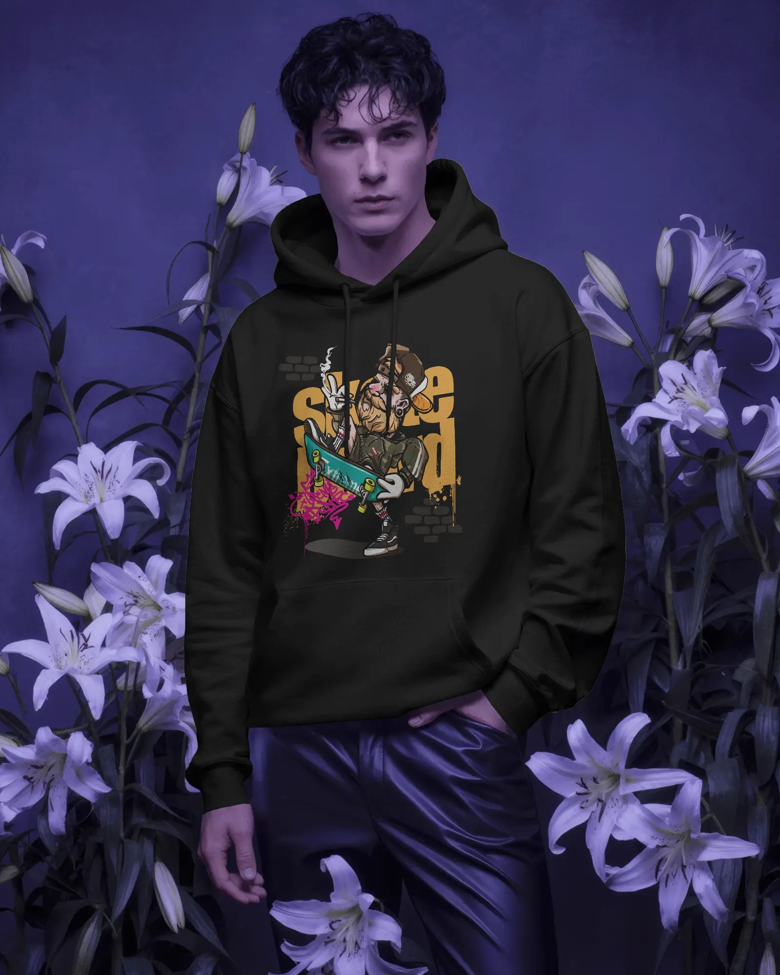 Mercury X “Skate Squad” 300 GSM Heavy Fleece Hoodie – Urban Graphic Statement Wear