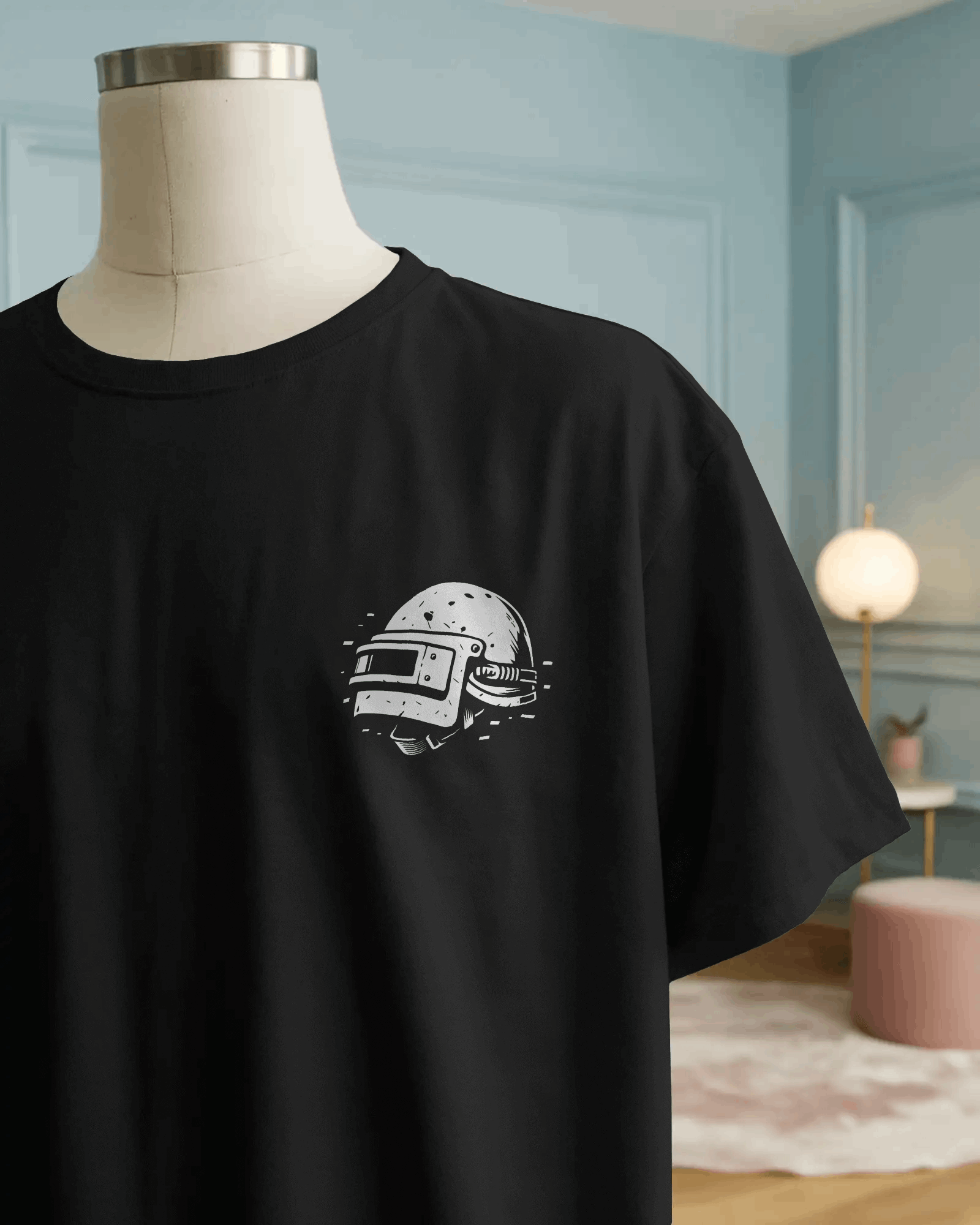 Patt Se Headshot Black Printed Oversized T-shirt