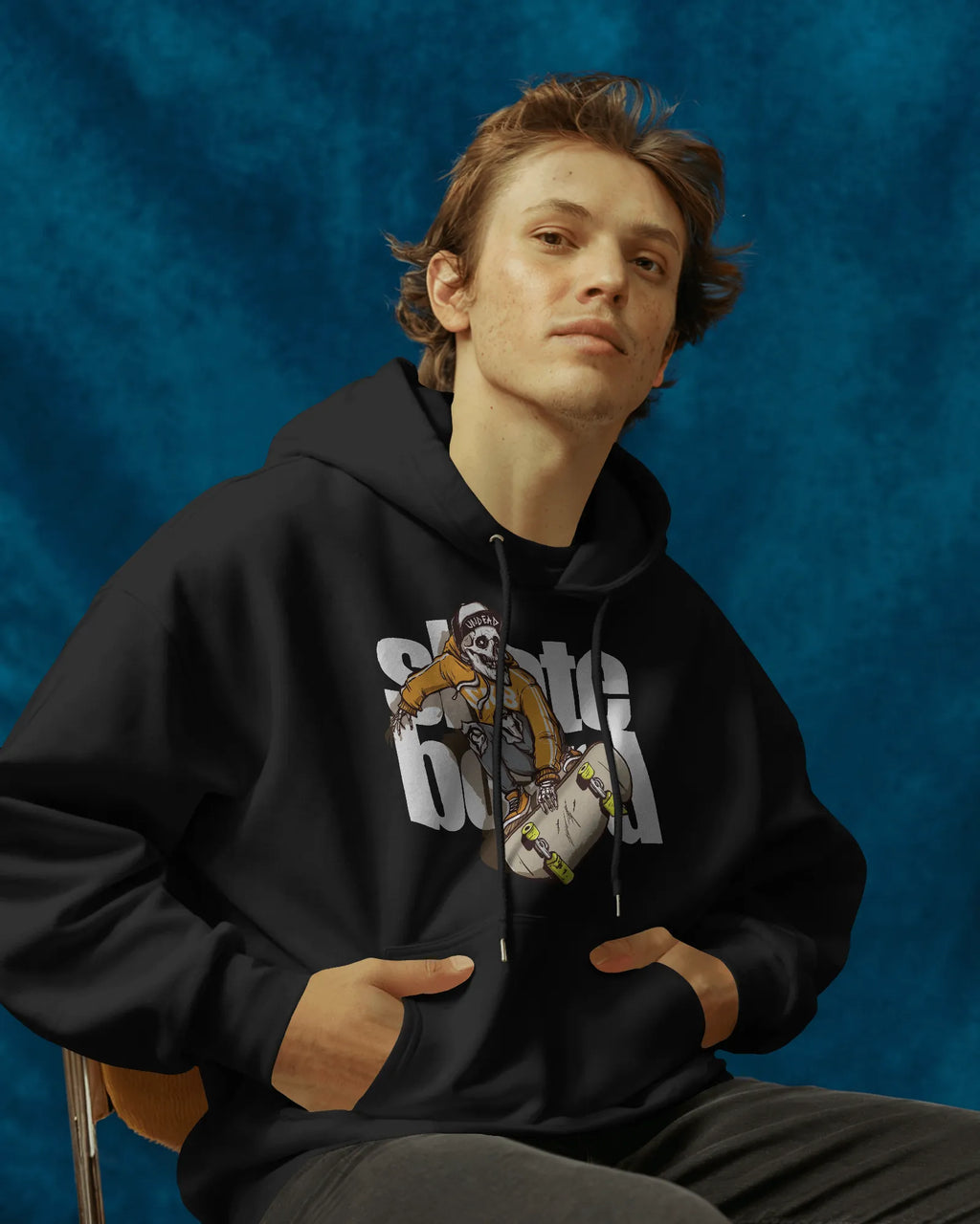 Mercury X “Skull Skateboard” 300 GSM Premium Fleece Hoodie – High-Impact Urban Streetwear Module
