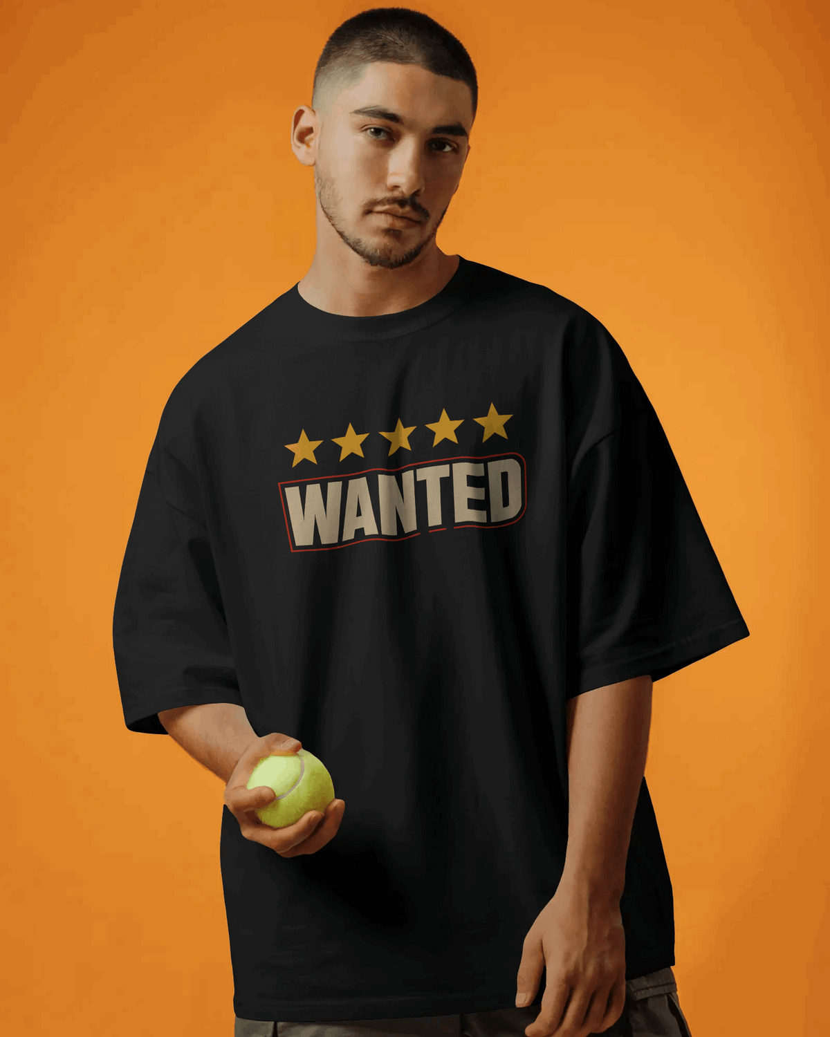Black Wanted Graphic printed Oversized Tshirt