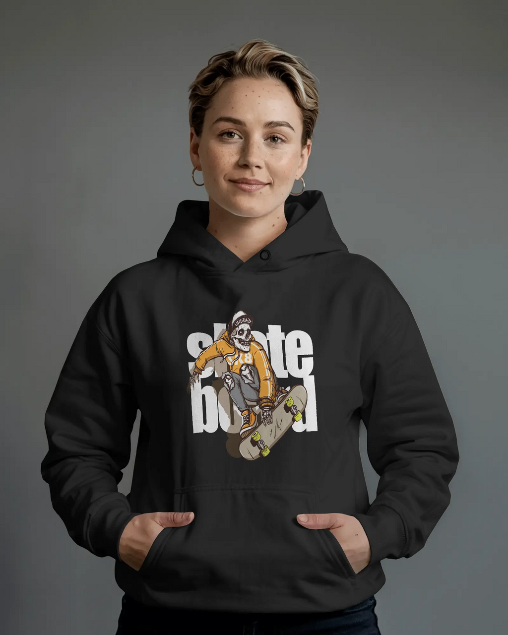 Mercury X “Skull Skateboard” 300 GSM Premium Fleece Hoodie – High-Impact Urban Streetwear Module