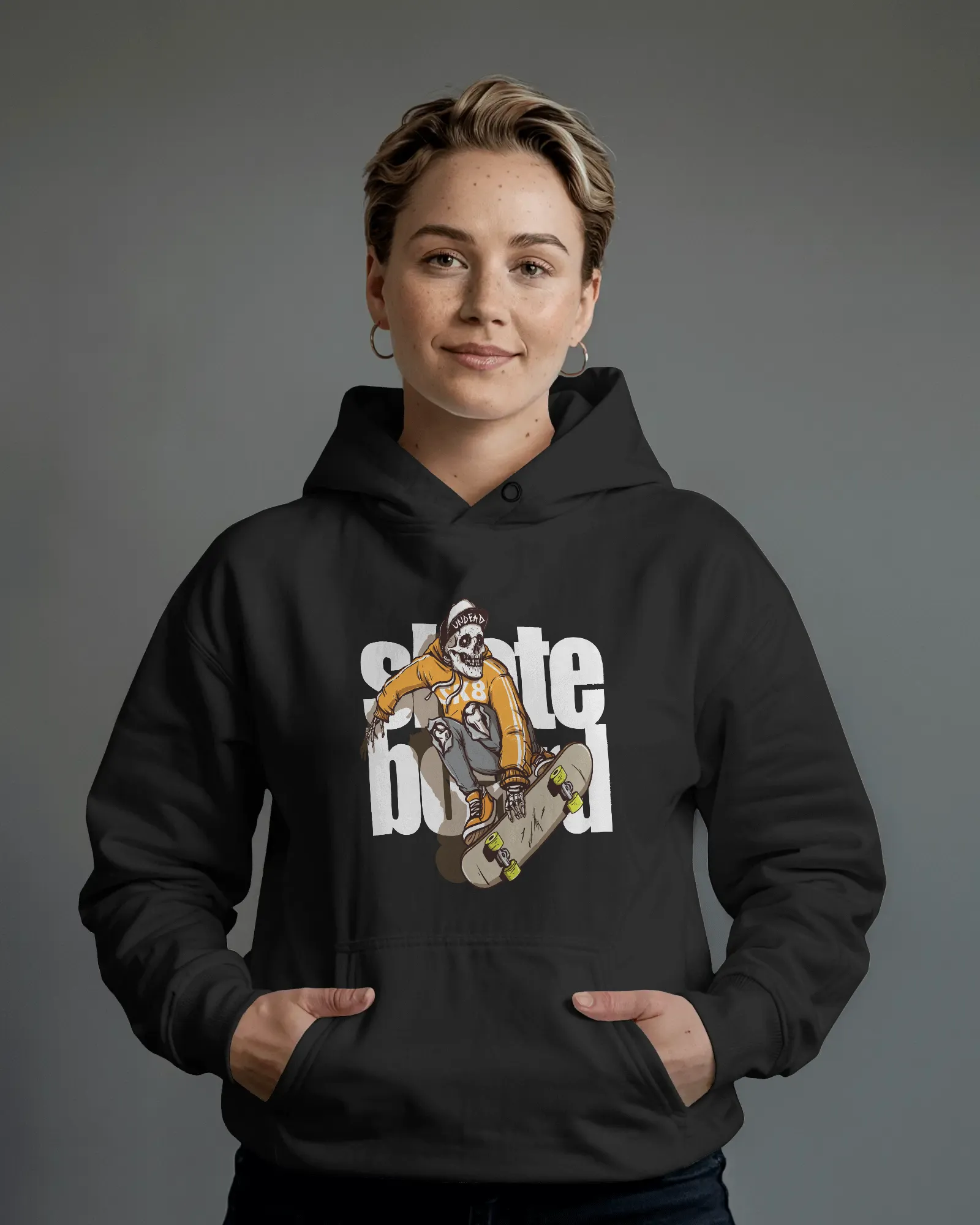 Mercury X “Skull Skateboard” 300 GSM Premium Fleece Hoodie – High-Impact Urban Streetwear Module