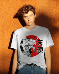 Neon Genesis Evangelion Mecha Red Sun Graphic T-Shirt – White